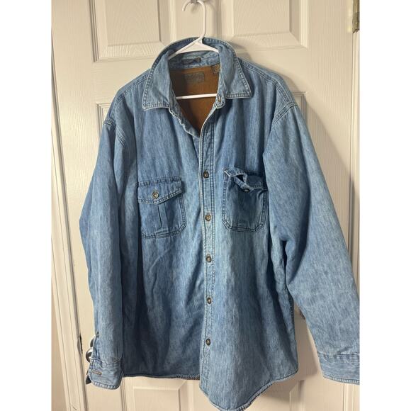 Fleece Lined Faux Denim Jacket Outdoor Casual Mens Sz: XL Tall - Picture 2 of 4